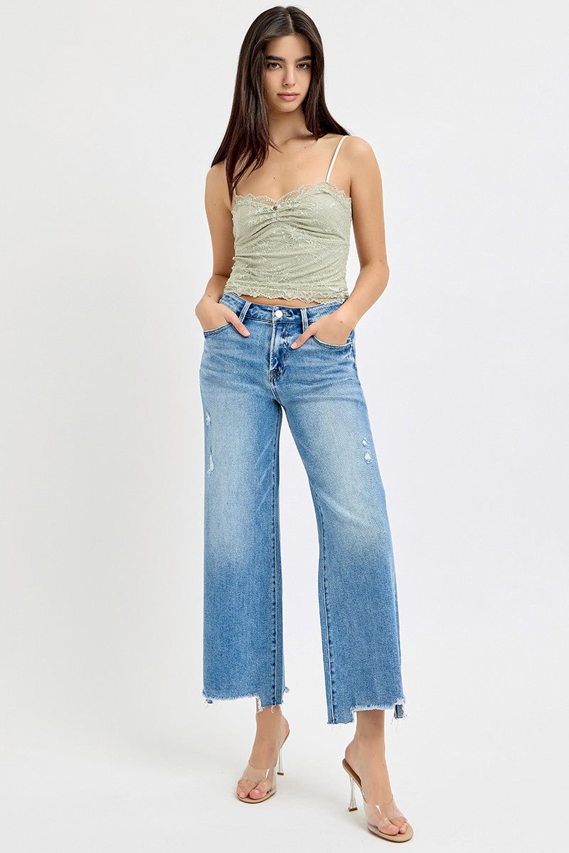 Charlotte High Rise Lightly Distressed Jeans, Medium