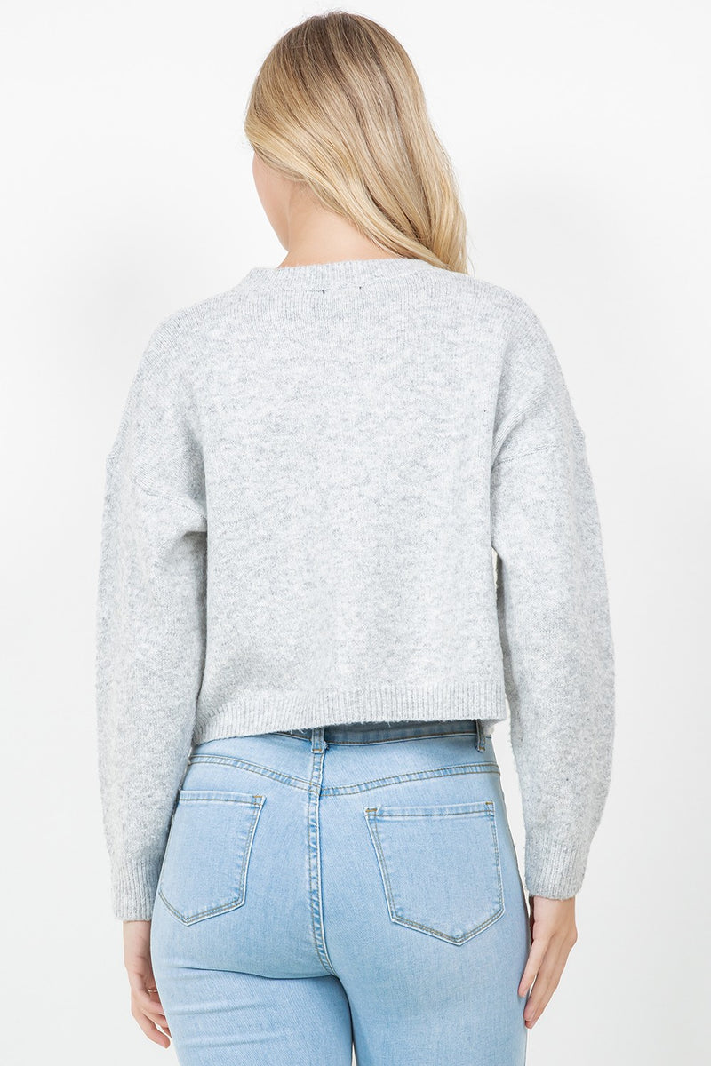 Horse Print Button Up Cardigan, Grey