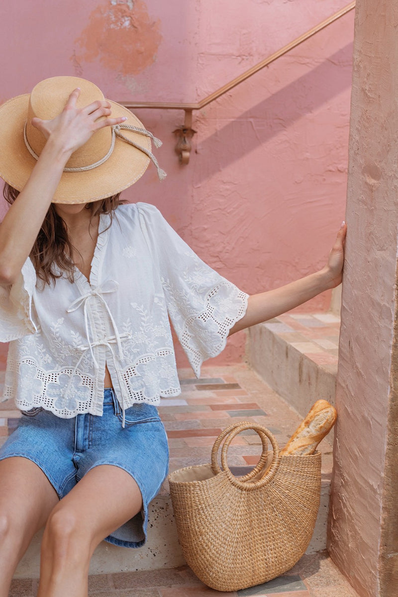 Katalina Floral Embroidered Blouse, Ivory