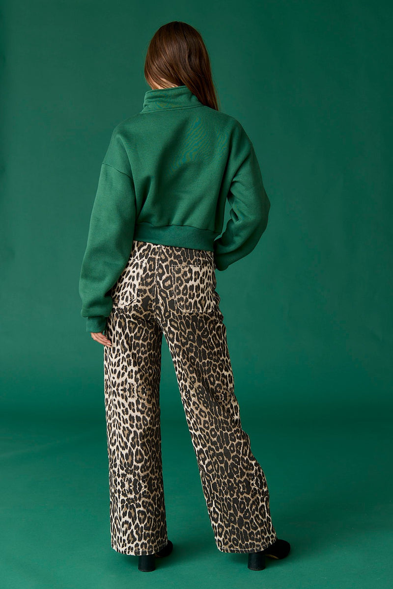 Hallie Leopard Patch Pocket Pants, Taupe