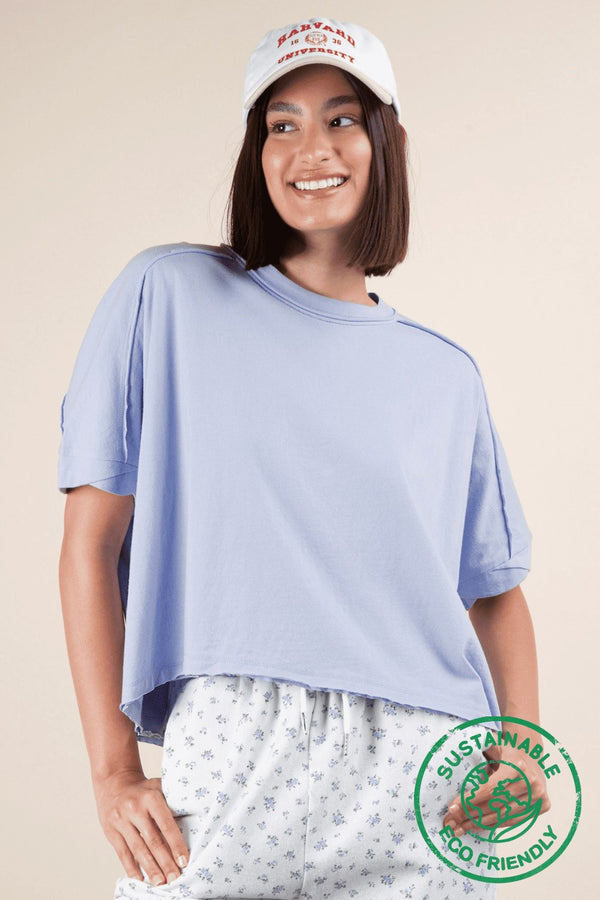 Laura Oversized Crop Top, Sky
