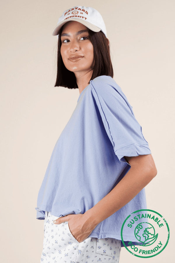 Laura Oversized Crop Top, Sky