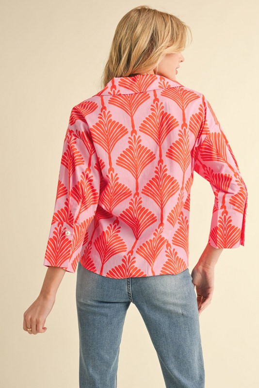 Carolina Three Quarter Sleeve Blouse, Orange