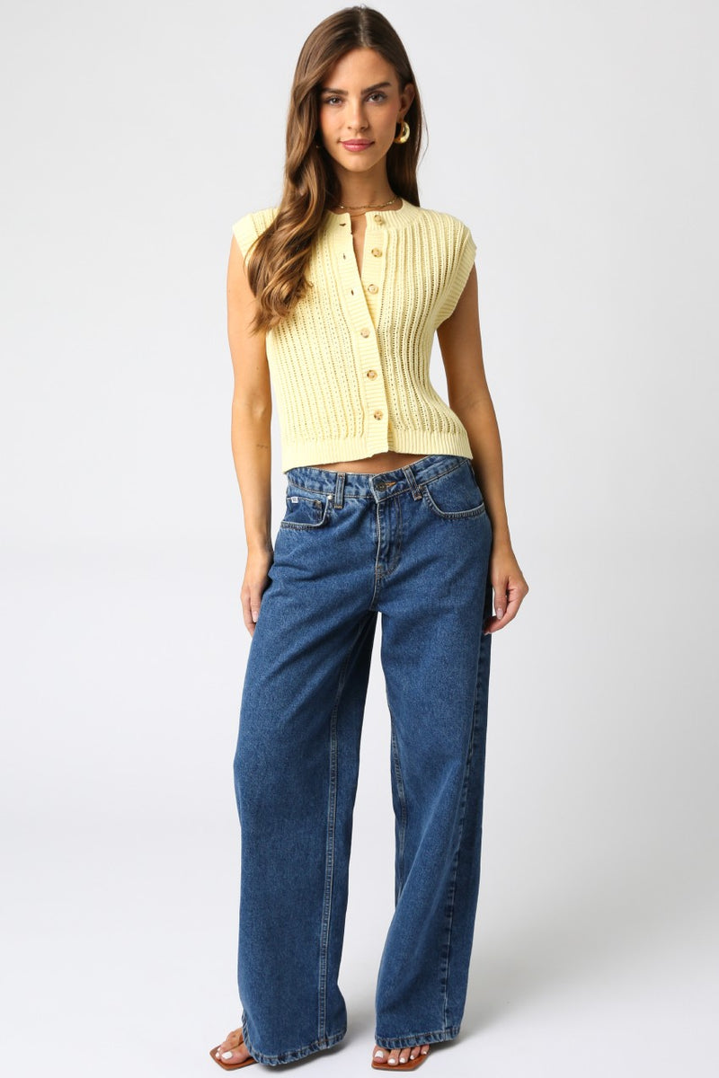 Eliza Button Down Sweater Vest, Butter