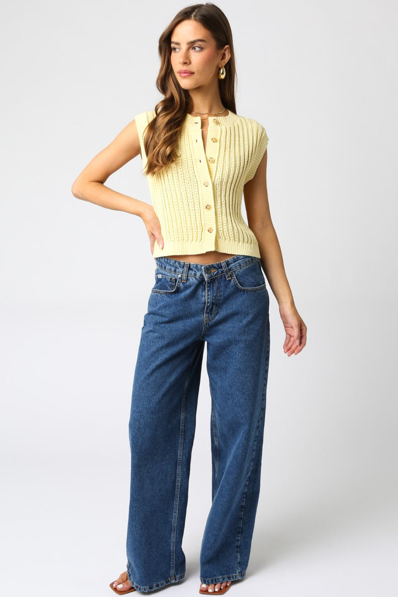 Eliza Button Down Sweater Vest, Butter