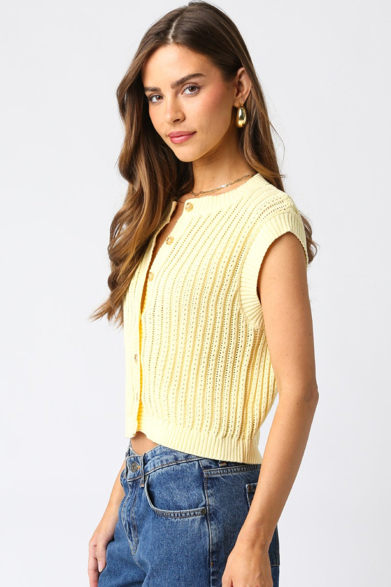 Eliza Button Down Sweater Vest, Butter