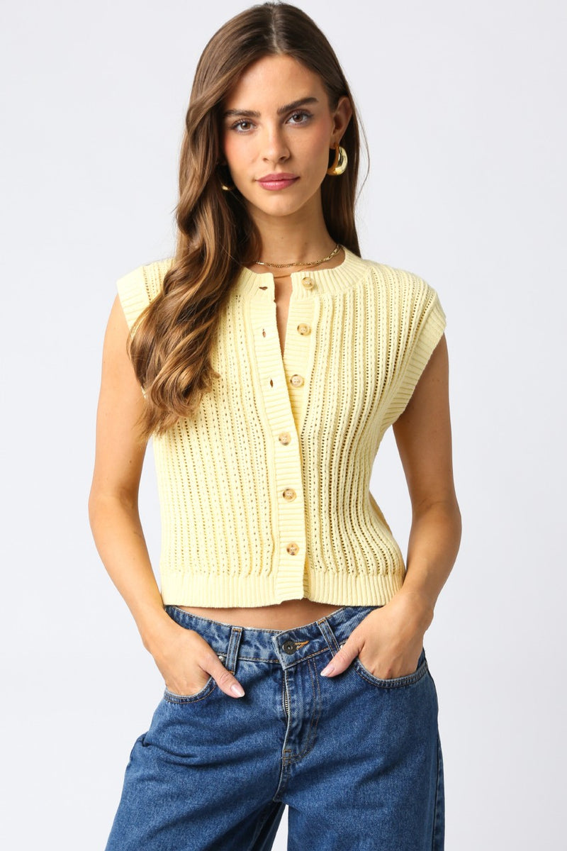 Eliza Button Down Sweater Vest, Butter