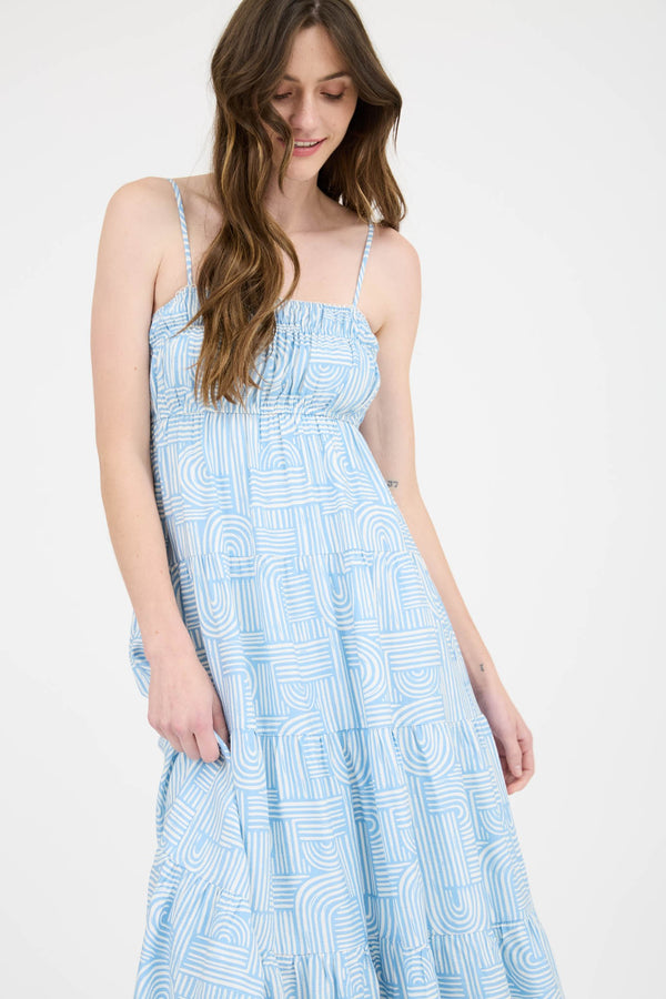Viviana Abstract Print Midi Dress, Light Blue
