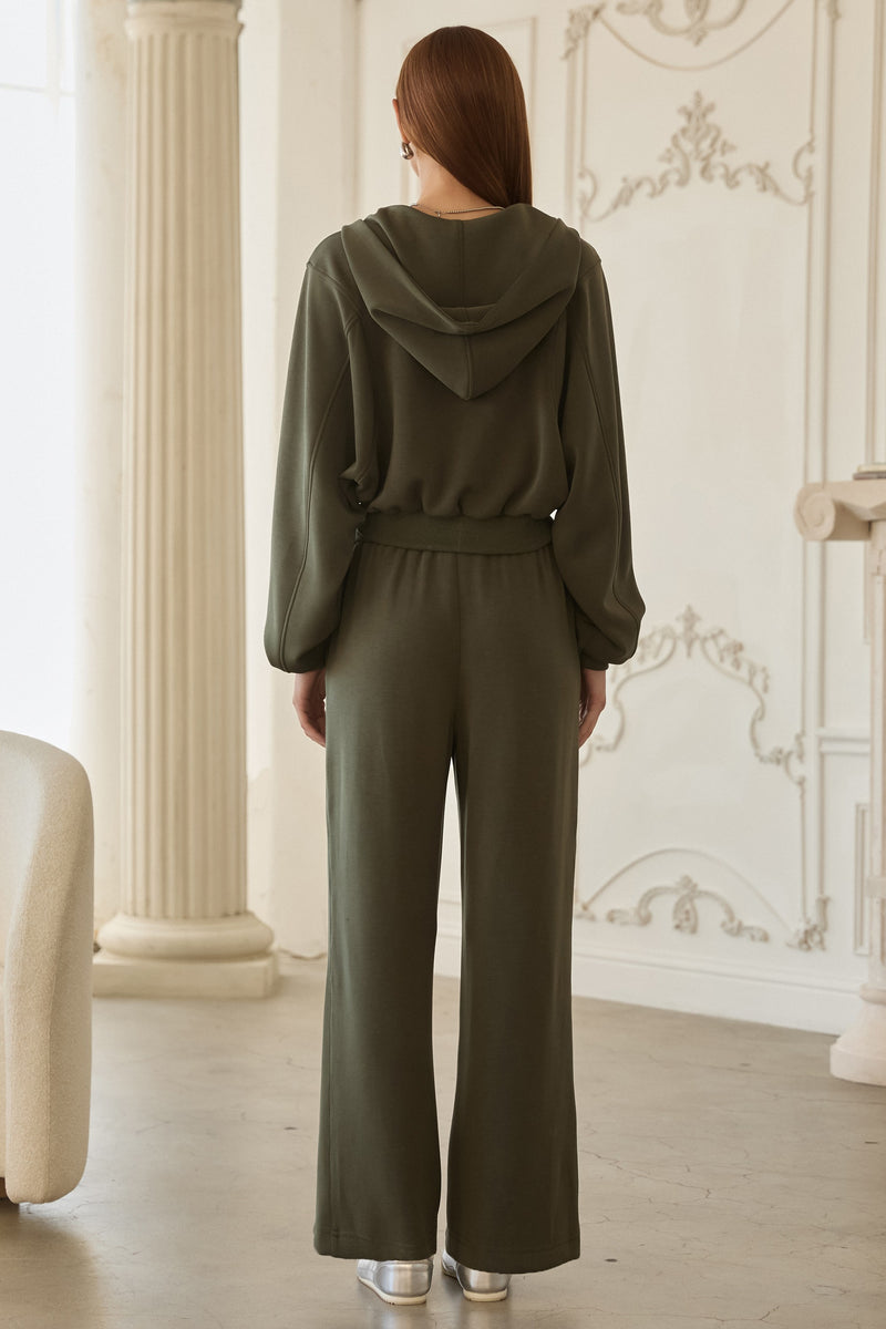 Mariella Brushed Modal Pull On Pants, Dark Olive