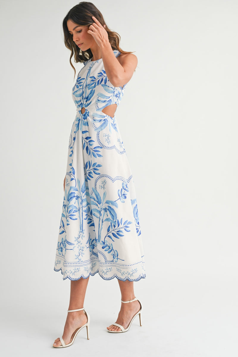 Braelynn Cut Out Scallop Edge Dress, Blue
