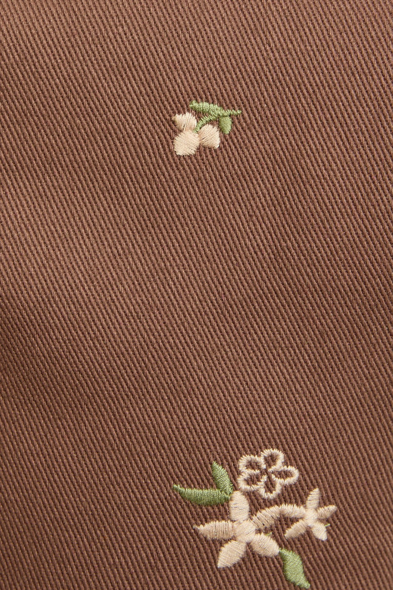 Hadley Floral Embroidered Shift Dress, Brown-Beige Floral