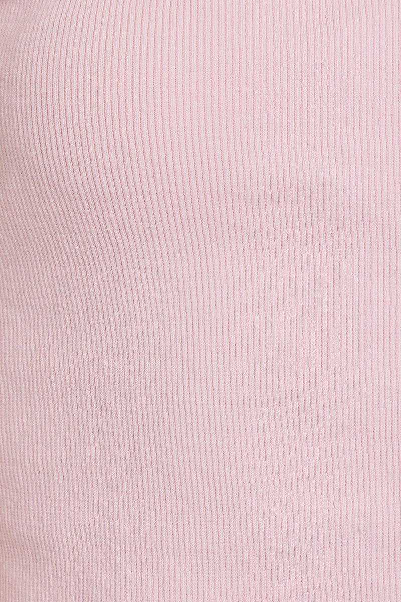 Ari Contrast Button Down Crop Top, Light Pink