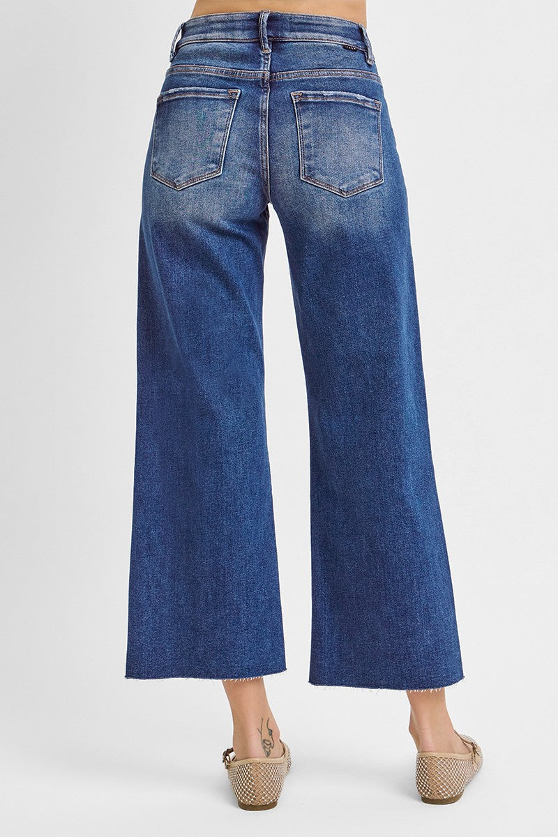 Cait Mid Rise Crop Wide Jean, Dark