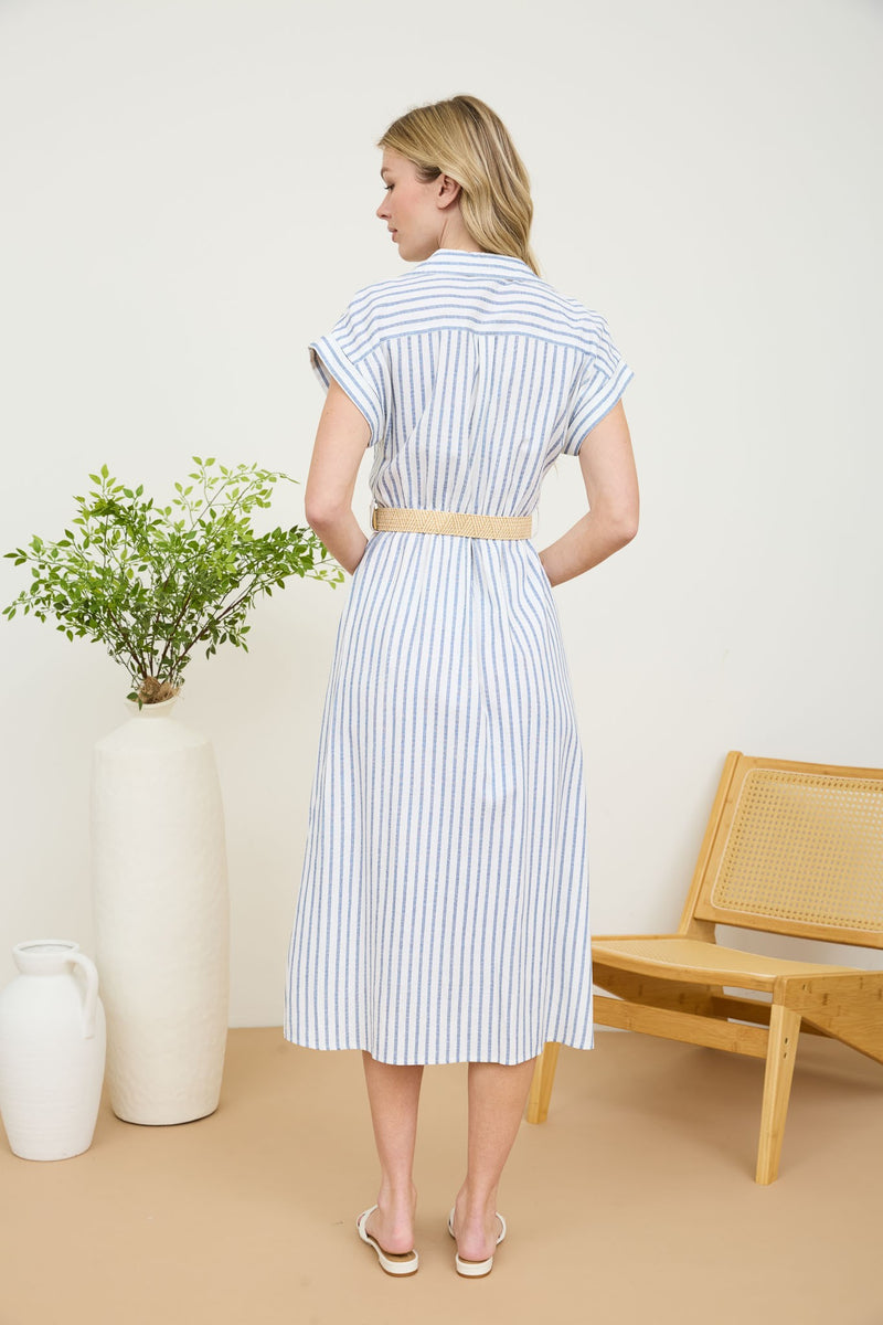 Analee Striped Midi Shirt Dress, Navy