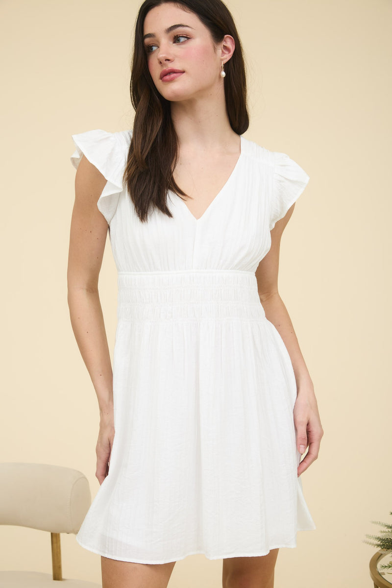 Lainey Solid Mini Dress, White