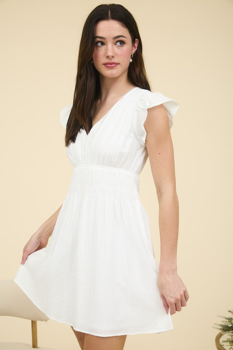 Lainey Solid Mini Dress, White