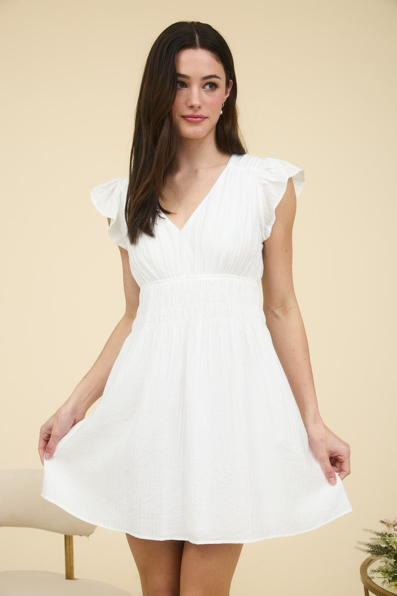Lainey Solid Mini Dress, White