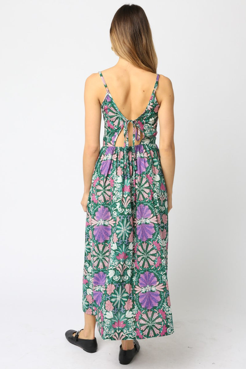 Alma Corset Style Maxi Dress, Green Multi