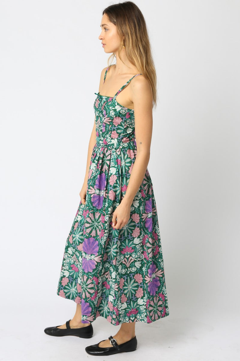 Alma Corset Style Maxi Dress, Green Multi