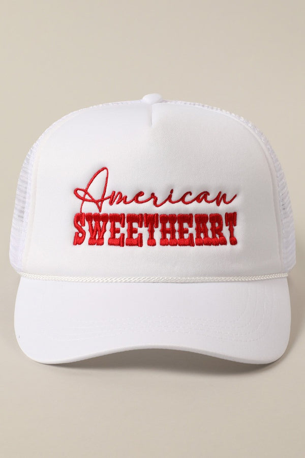 American Sweetheart Foam Trucker Hat, White/Red