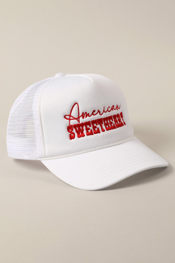 American Sweetheart Foam Trucker Hat, White/Red
