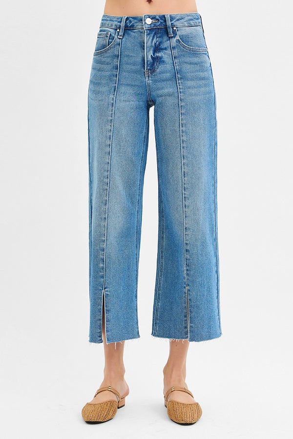 Jolene Mid Rise Front Slit Jeans, Medium