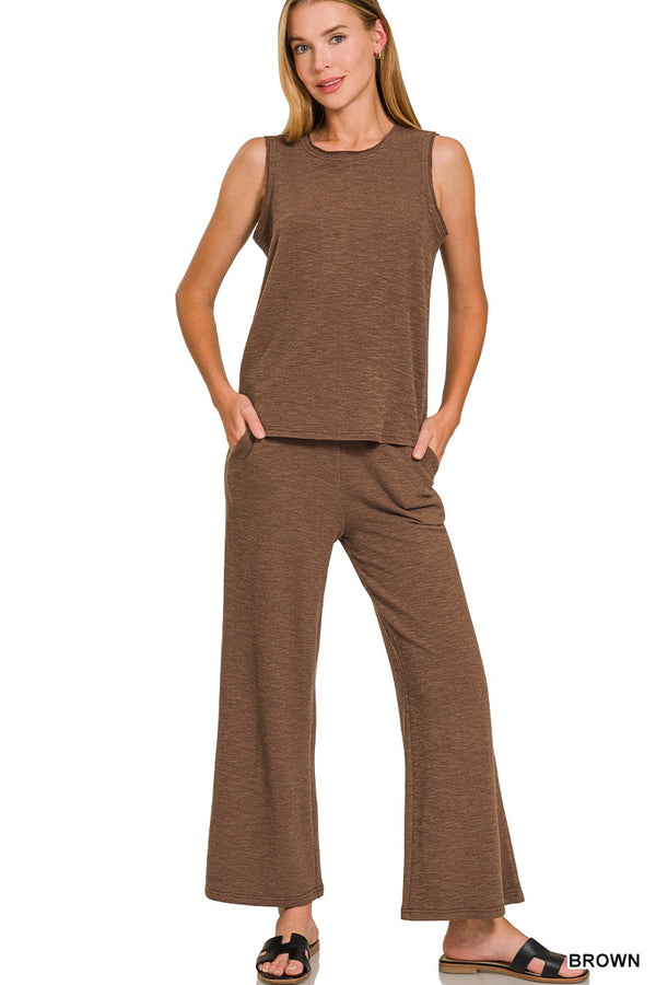 Nadia Cotton Slub Tank, Brown