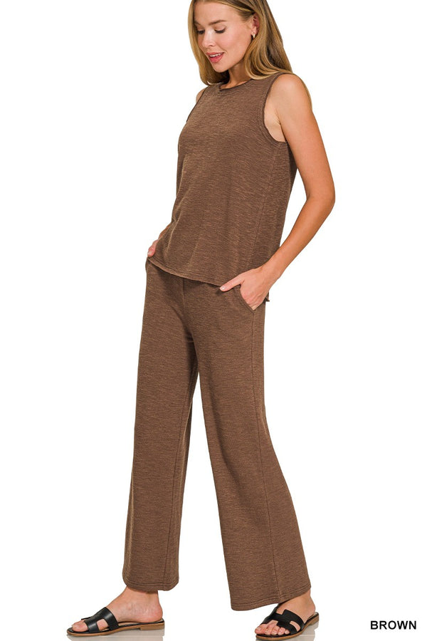 Nadia Cotton Slub Tank, Brown
