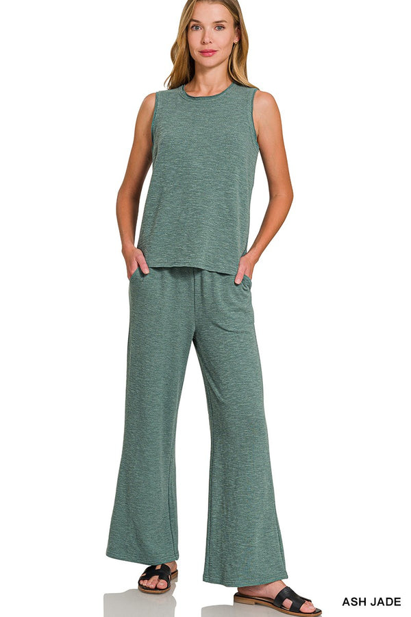 Calliope Cotton Slub Pants, Ash Jade
