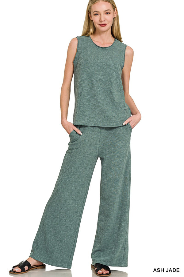 Nadia Cotton Slub Tank, Ash Jade