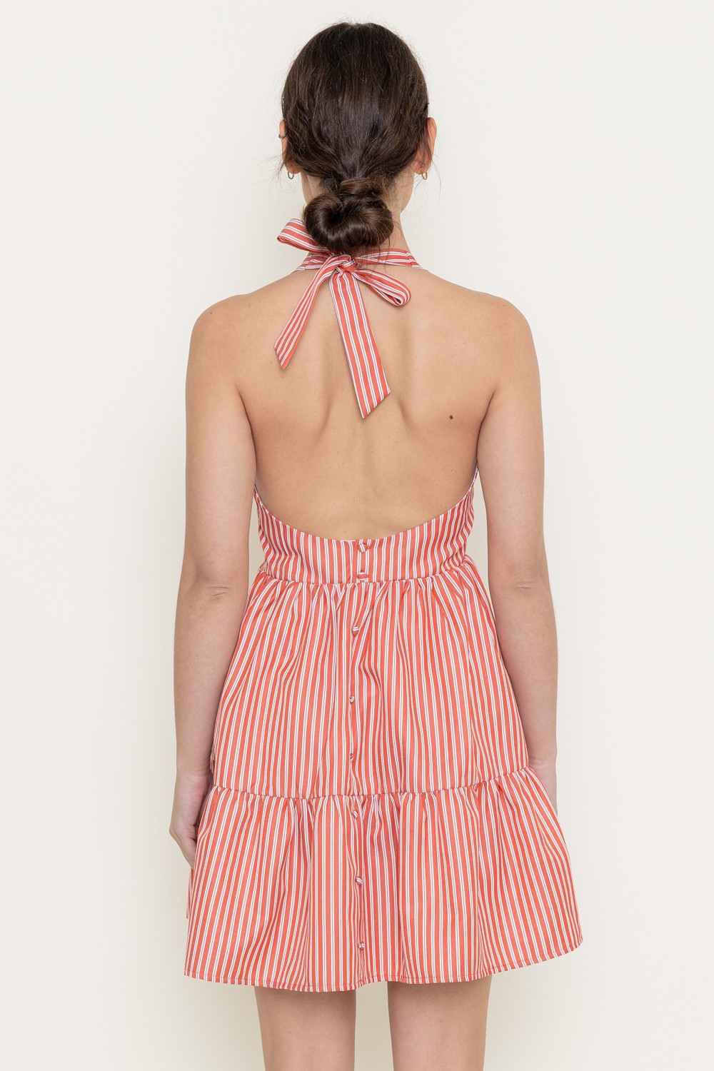 fitted lace wedding dress The Laine Dress in Rhode Island Red & White Stripe L main image 0