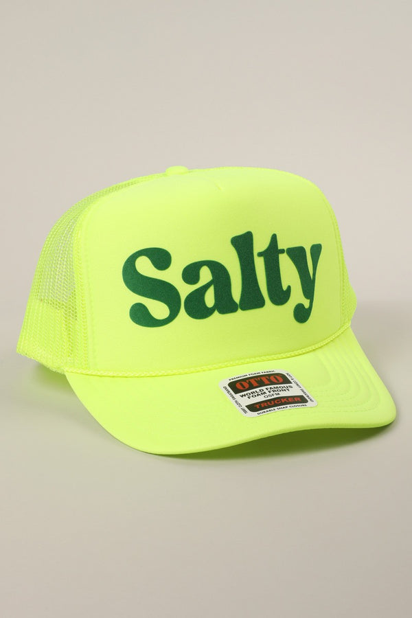 Salty Printed Foam Trucker Hat, Neon Yellow