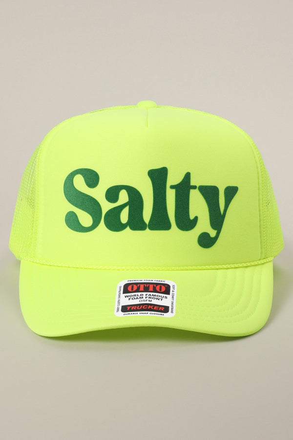 Salty Printed Foam Trucker Hat, Neon Yellow