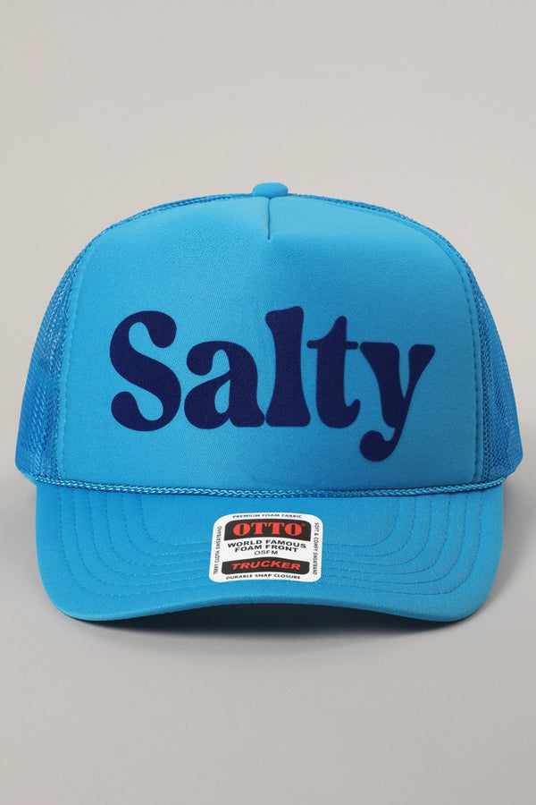 Salty Printed Foam Trucker Hat, Neon Blue