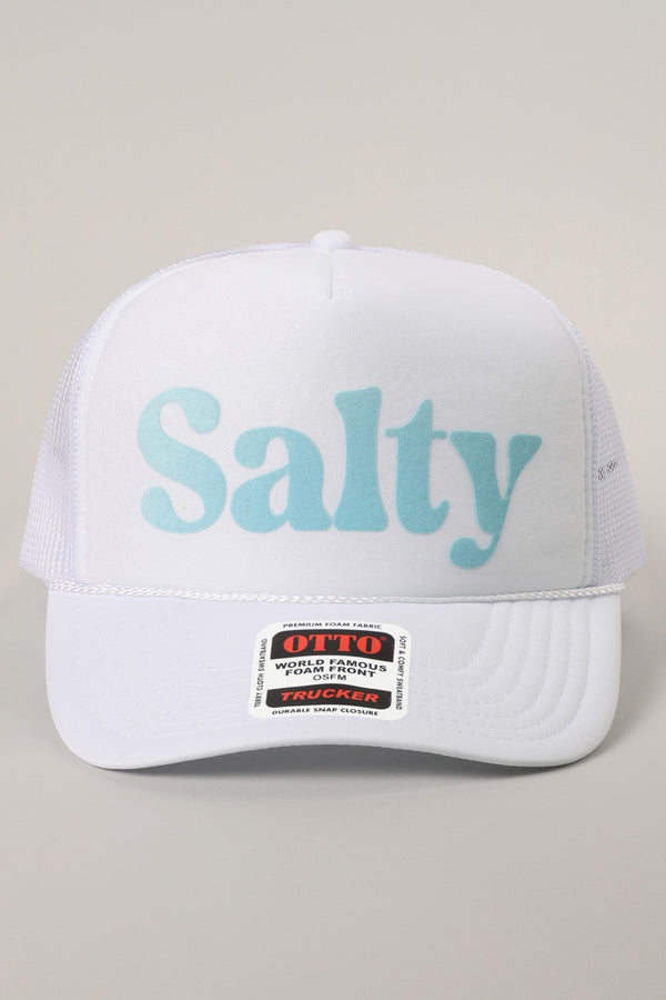 Salty Printed Foam Trucker Hat, White