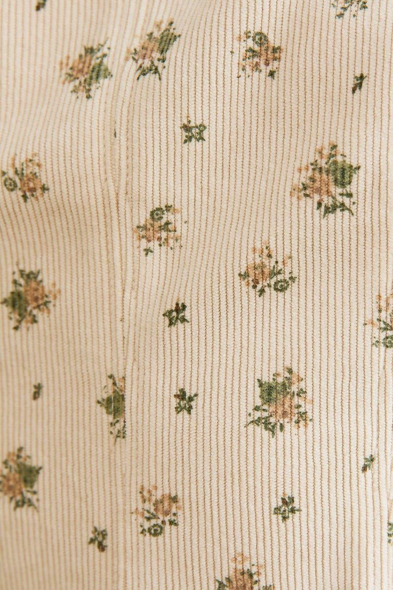 Lucia Square Neck Corduroy Dress, Cream-Taupe Floral