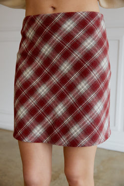 Winslet Plaid Mini Skirt, Rust Plaid