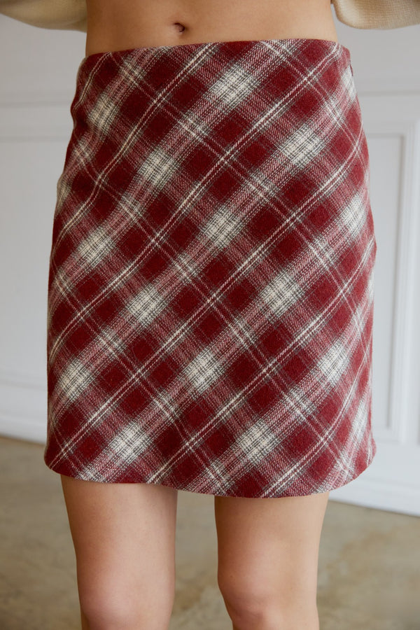 Winslet Plaid Mini Skirt, Rust Plaid