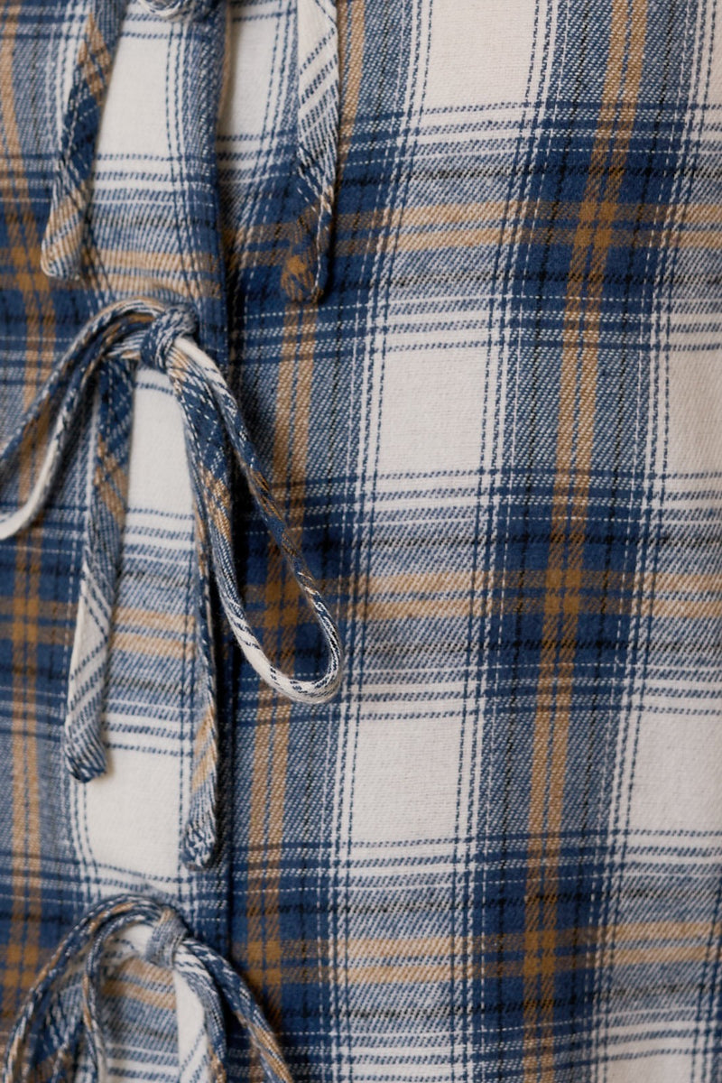 Raelynn Peter Pan Collared Shirt, Cream-Blue Plaid