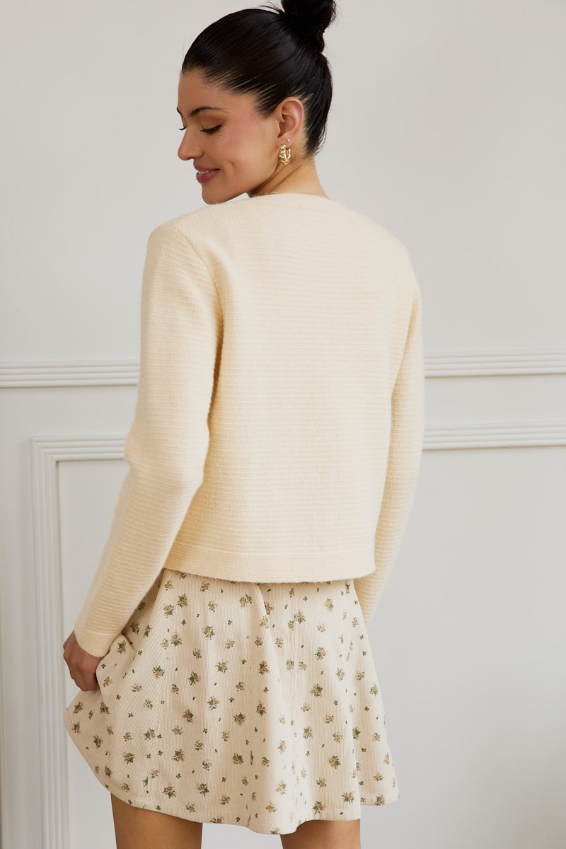 Eva Button Up Sweater Cardigan, Butter