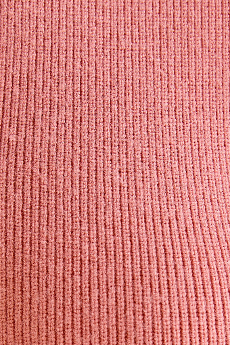 Eliza V-Neck Ribbed Peplum Top, Rose