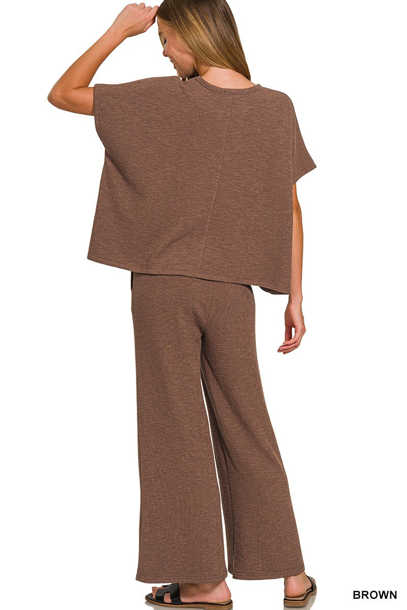 Ellie Cotton Slub Pant, Brown