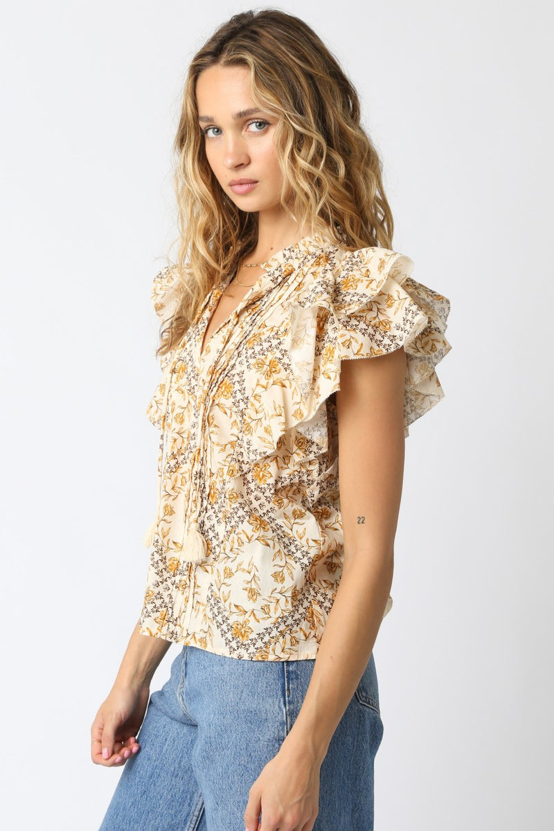 Bellamy Pintuck Detailed Blouse, Natural Multi