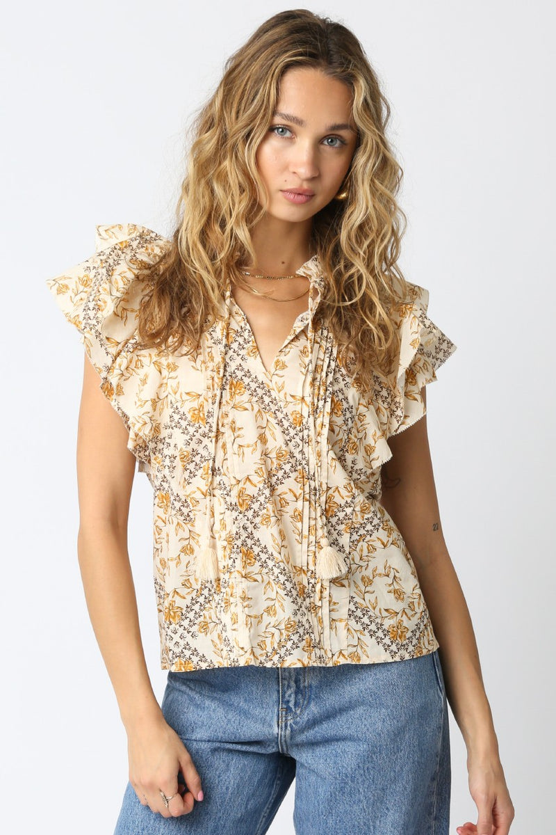 Bellamy Pintuck Detailed Blouse, Natural Multi