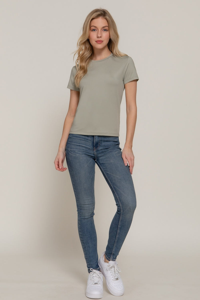 Juno Round Neck ITY Knit Top, Sage