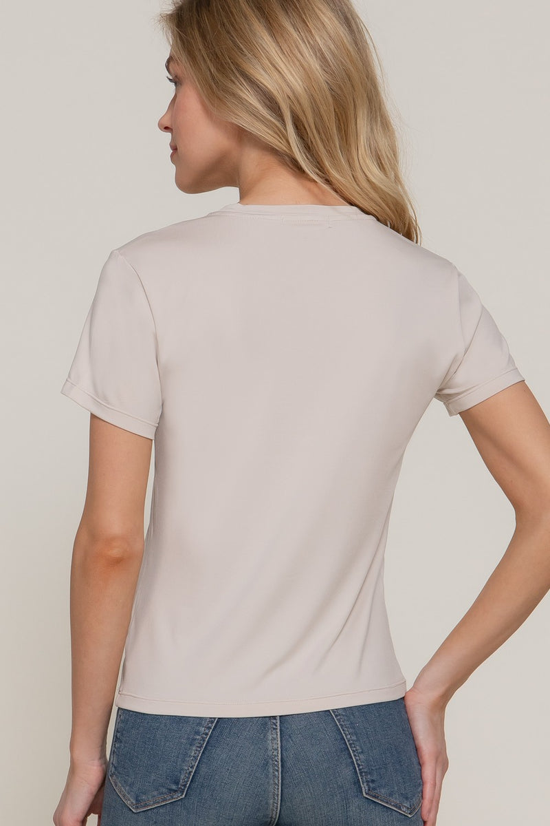Juno Round Neck ITY Knit Top, Light Taupe