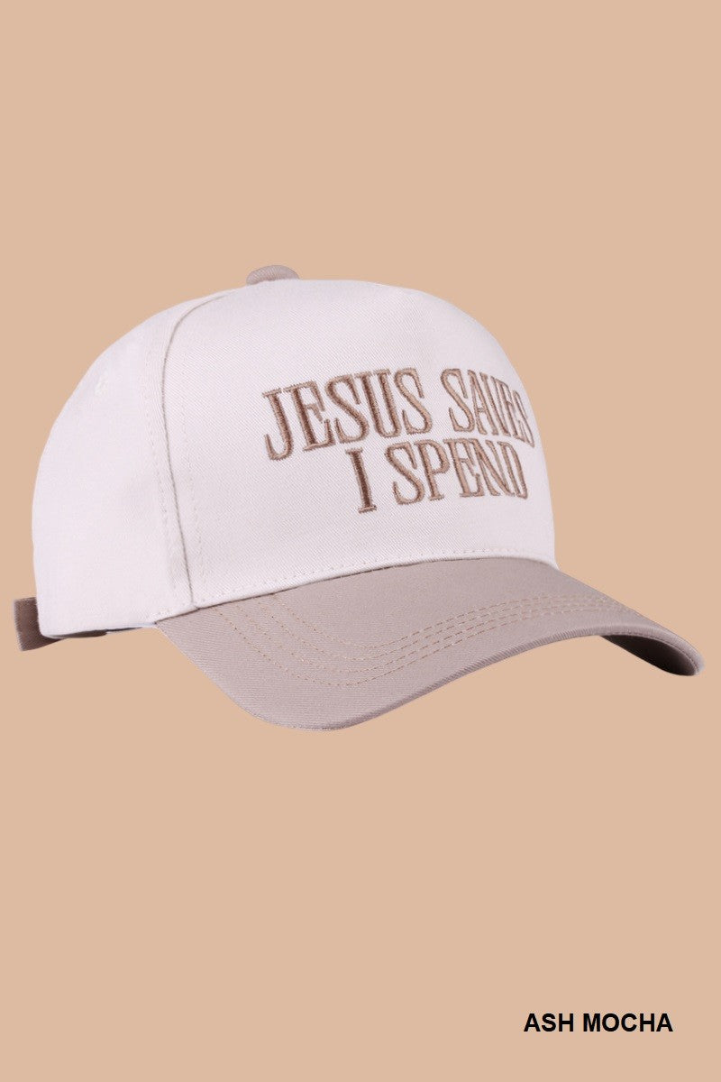 Jesus Saves I Spend Two Tone Cotton Cap, Ash Mocha