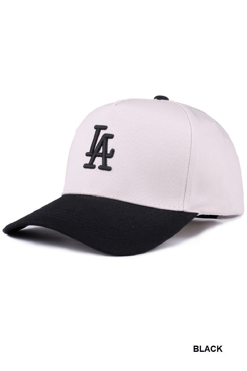 LA Two Tone Canvas Cotton Cap, Black
