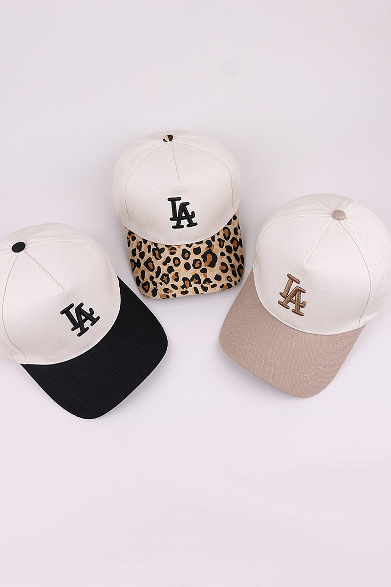 LA Two Tone Canvas Cotton Cap, Leopard