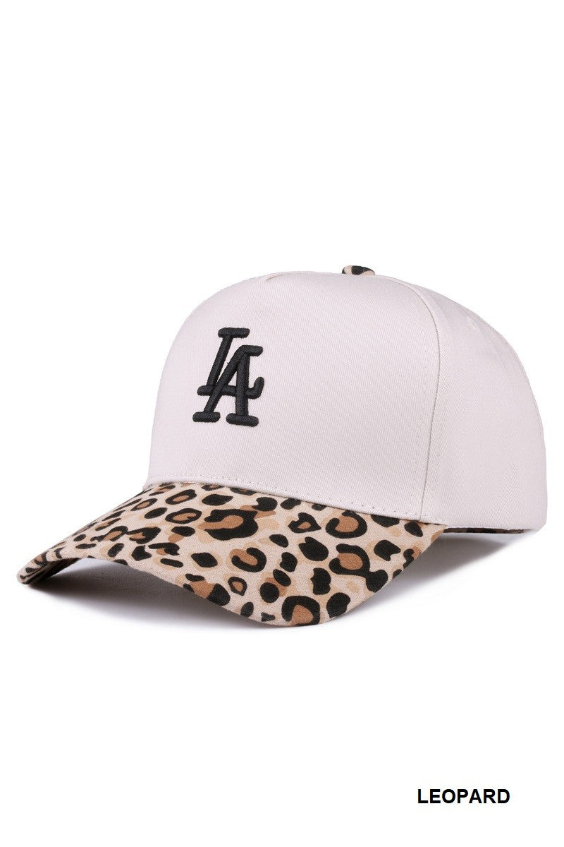 LA Two Tone Canvas Cotton Cap, Leopard